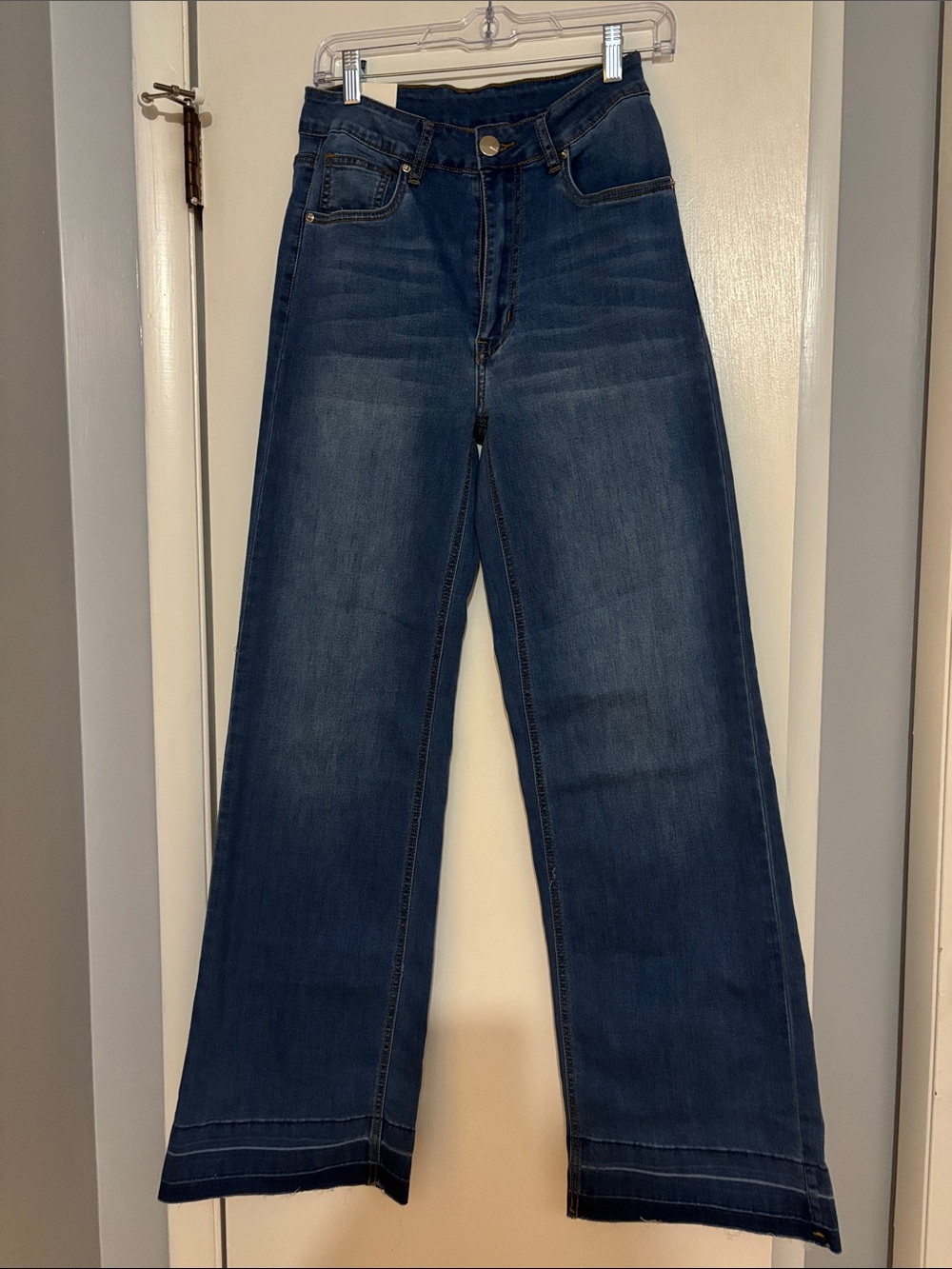 Wide Leg Bootcut Jeans - Dark Blue Denim